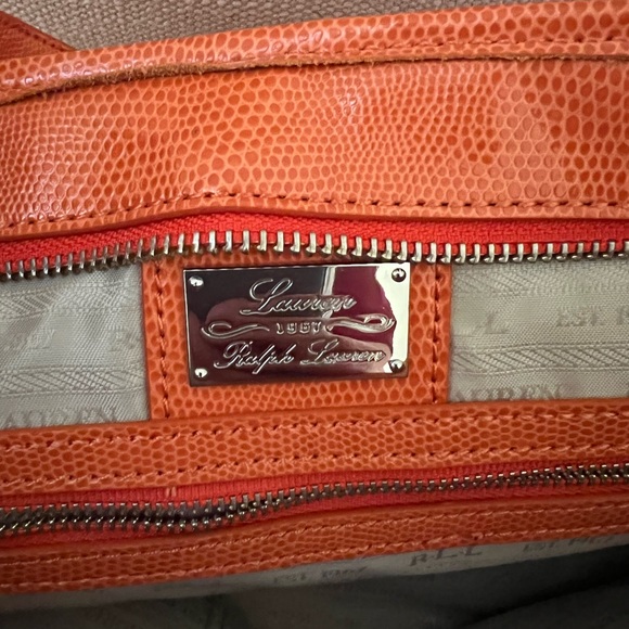 PRICE DROP*Make offer* LAUREN Ralph Lauren Orange Snake Skin Pattern Purse - Picture 11 of 16